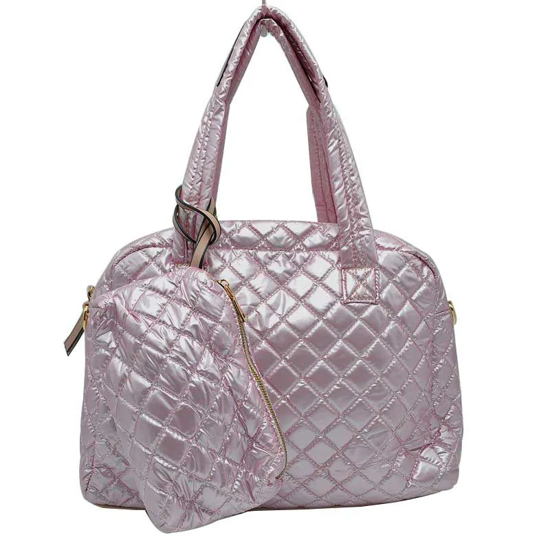 2 N 1 Large Quilted Tote Bag With Pouch