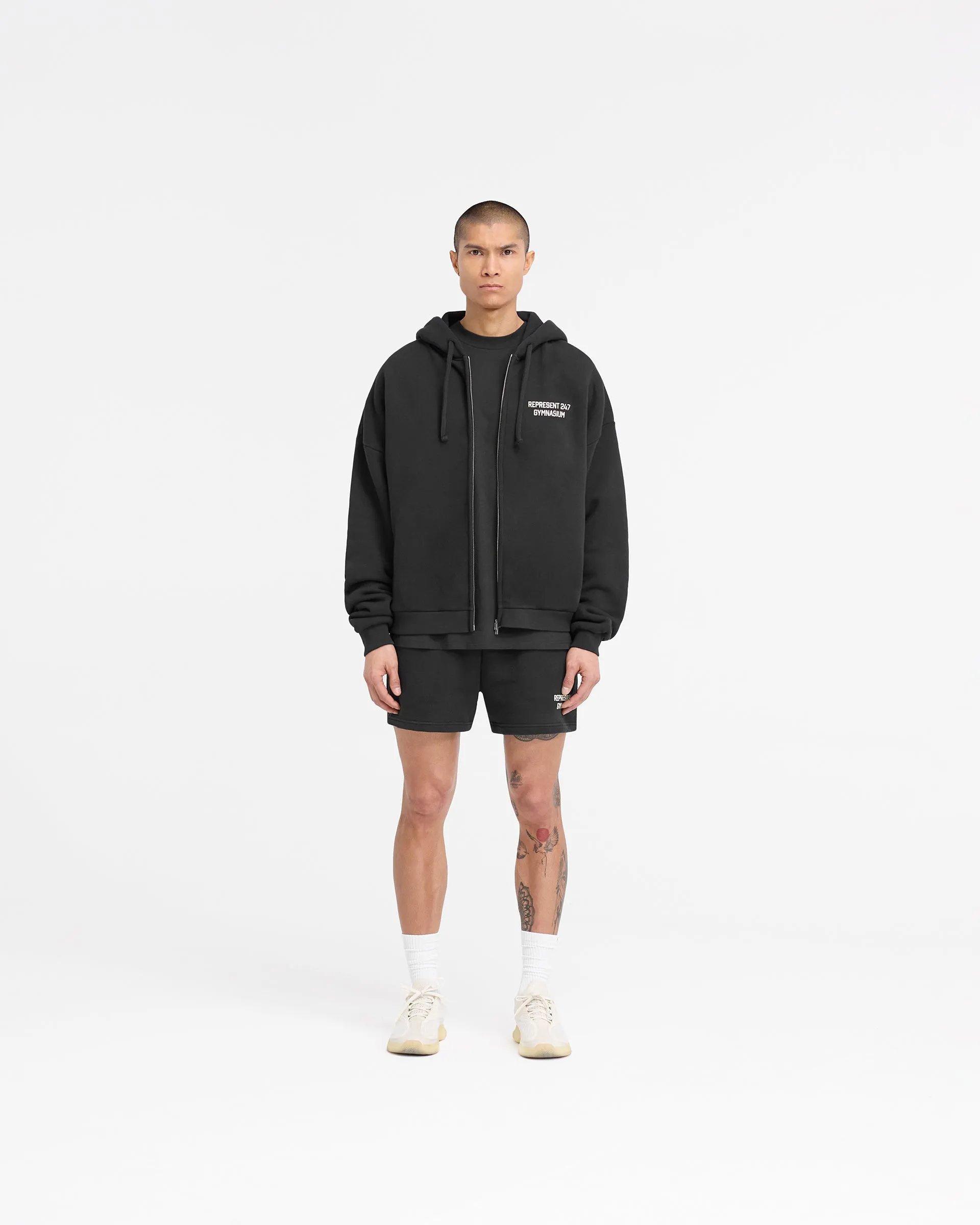 247 Gymnasium Boxy Zip Hoodie - Off Black