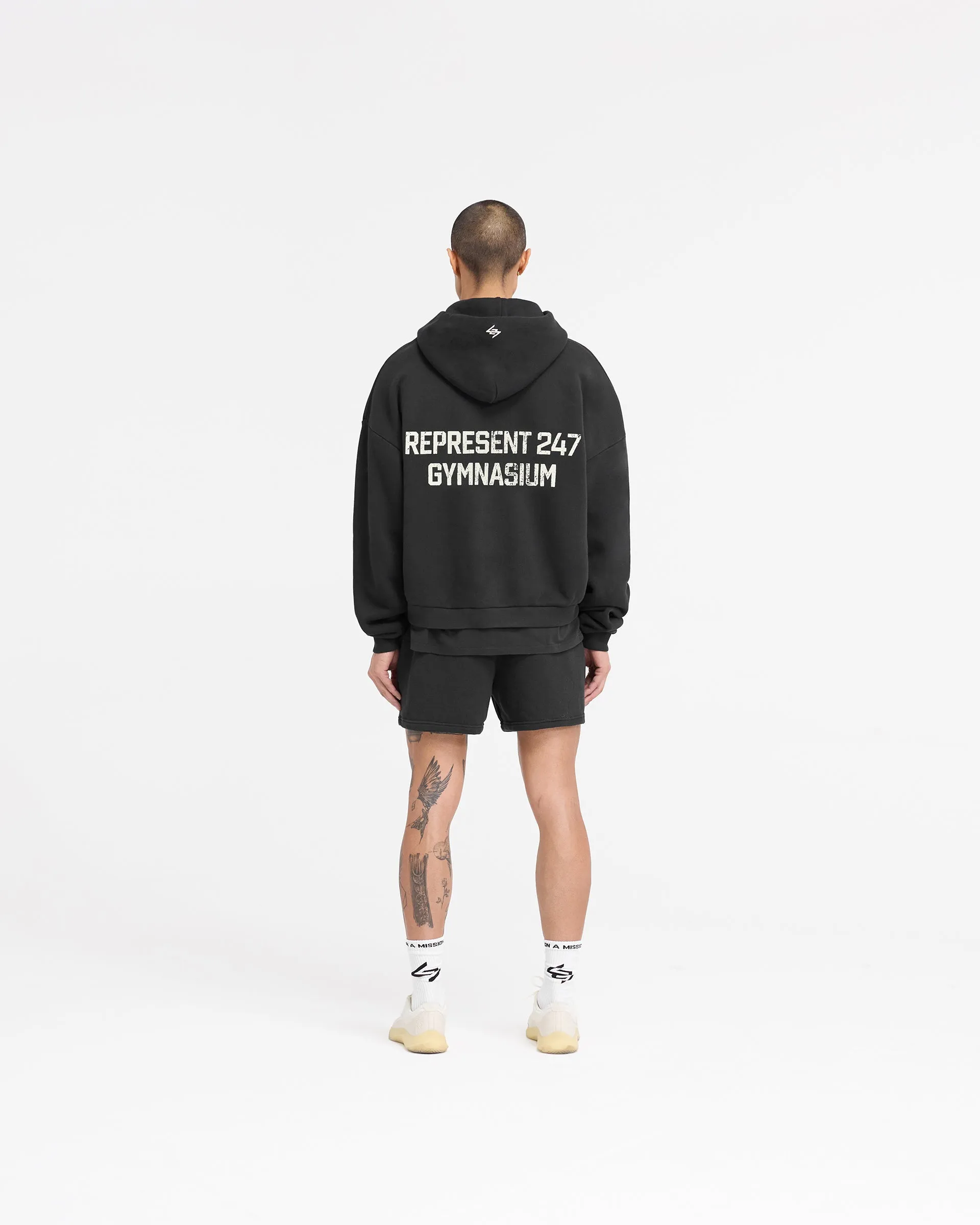 247 Gymnasium Boxy Zip Hoodie - Off Black