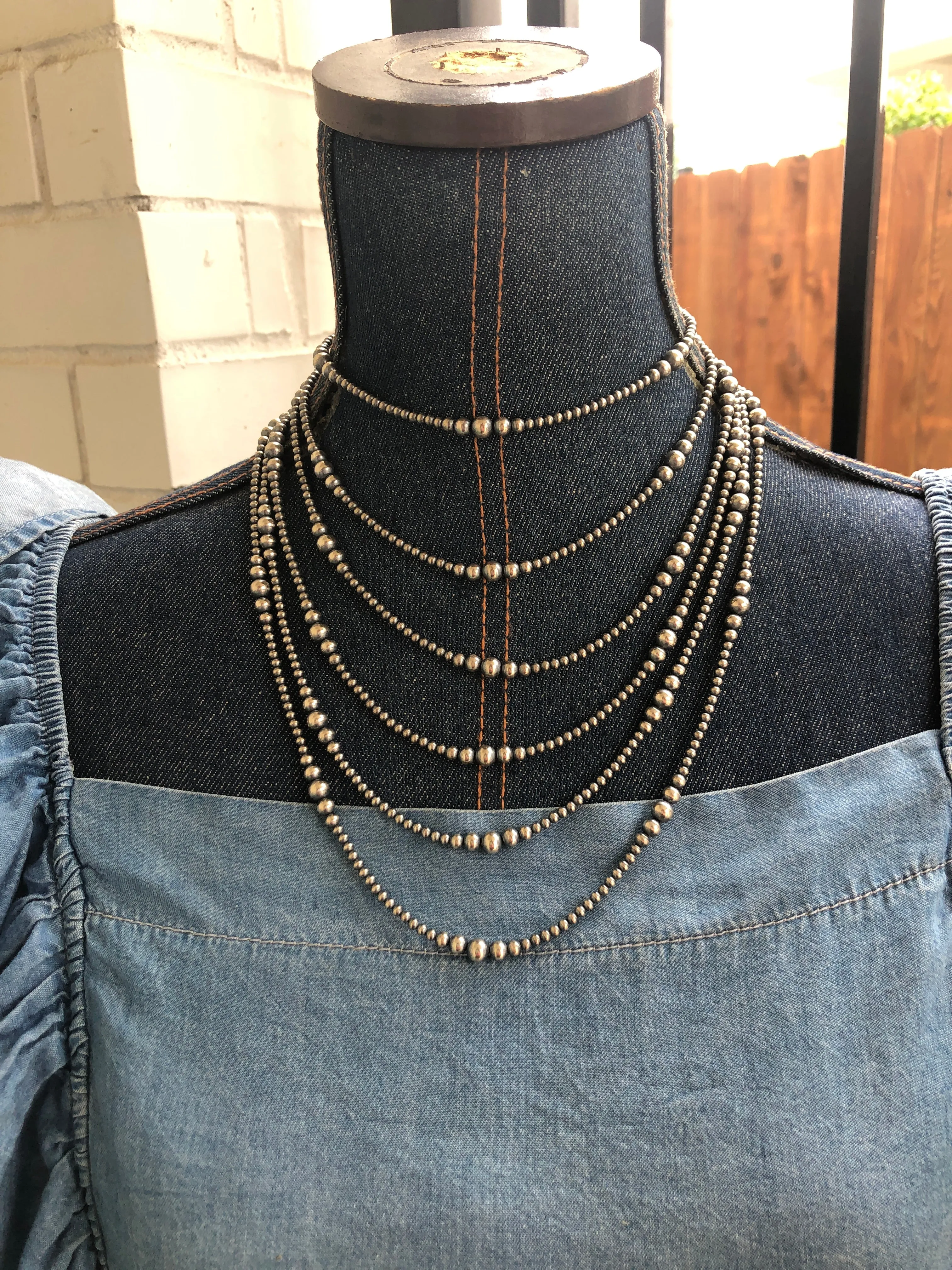 30" "Navajo Style" Sterling Pearls