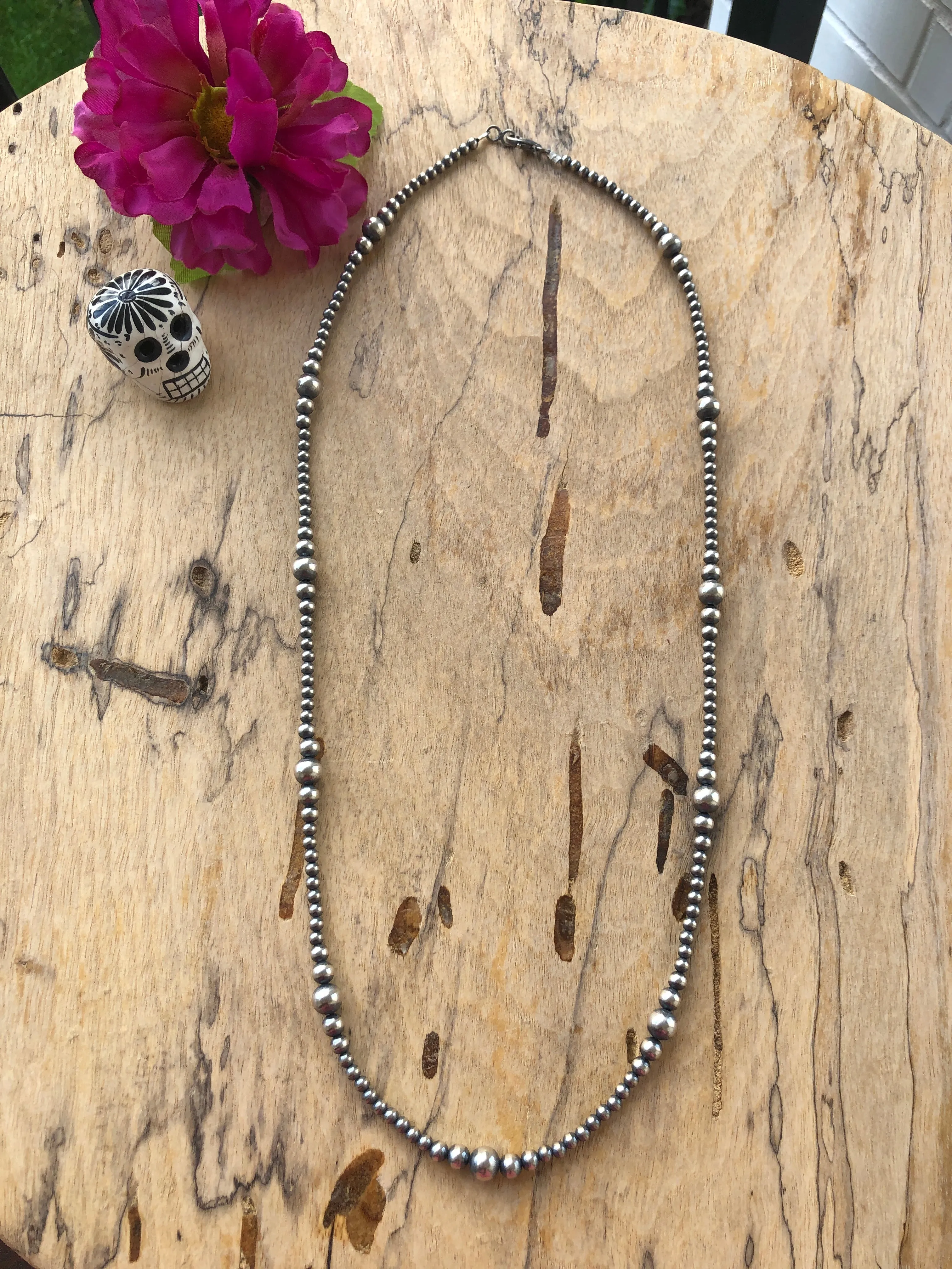 30" "Navajo Style" Sterling Pearls