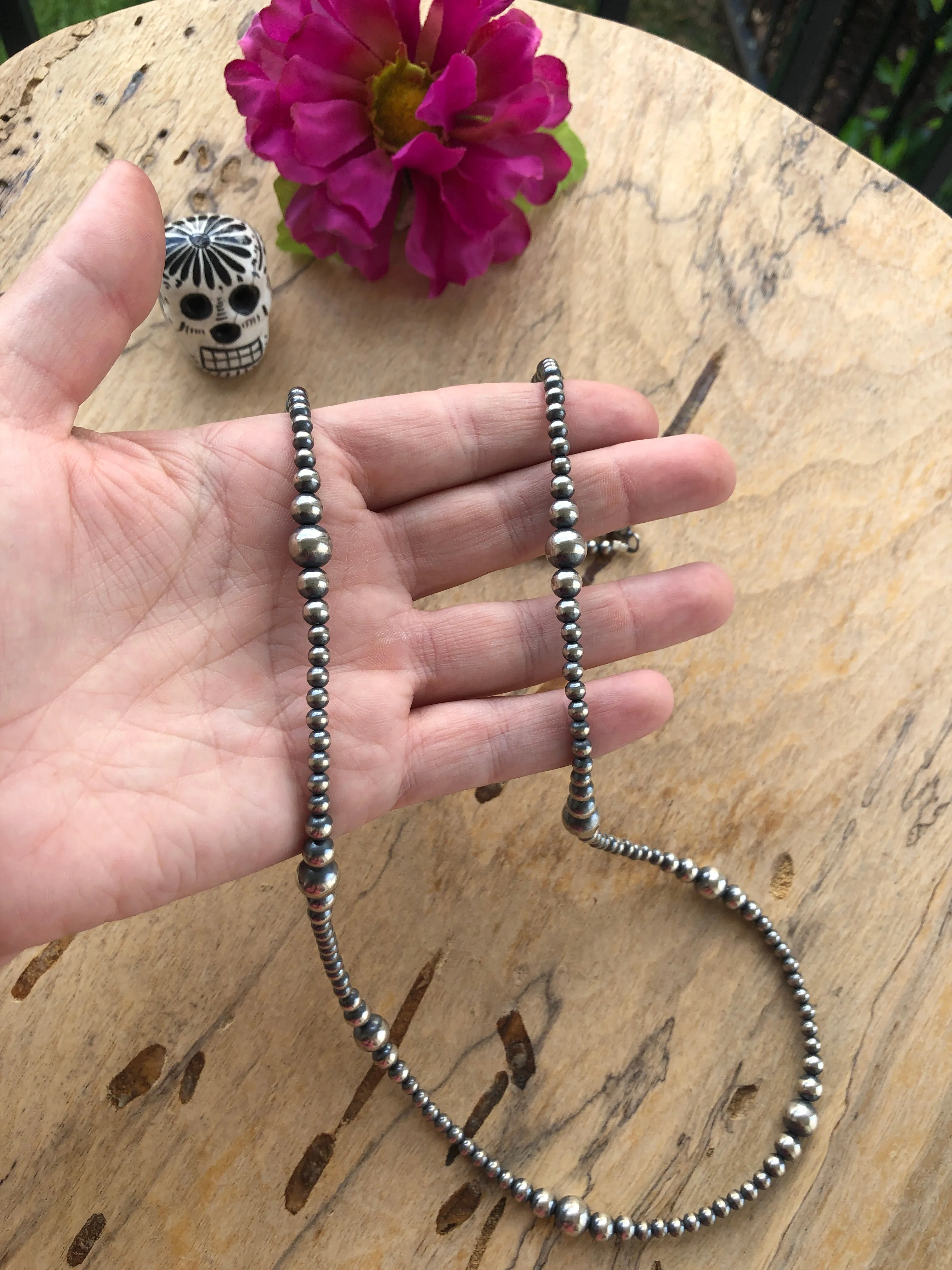 30" "Navajo Style" Sterling Pearls