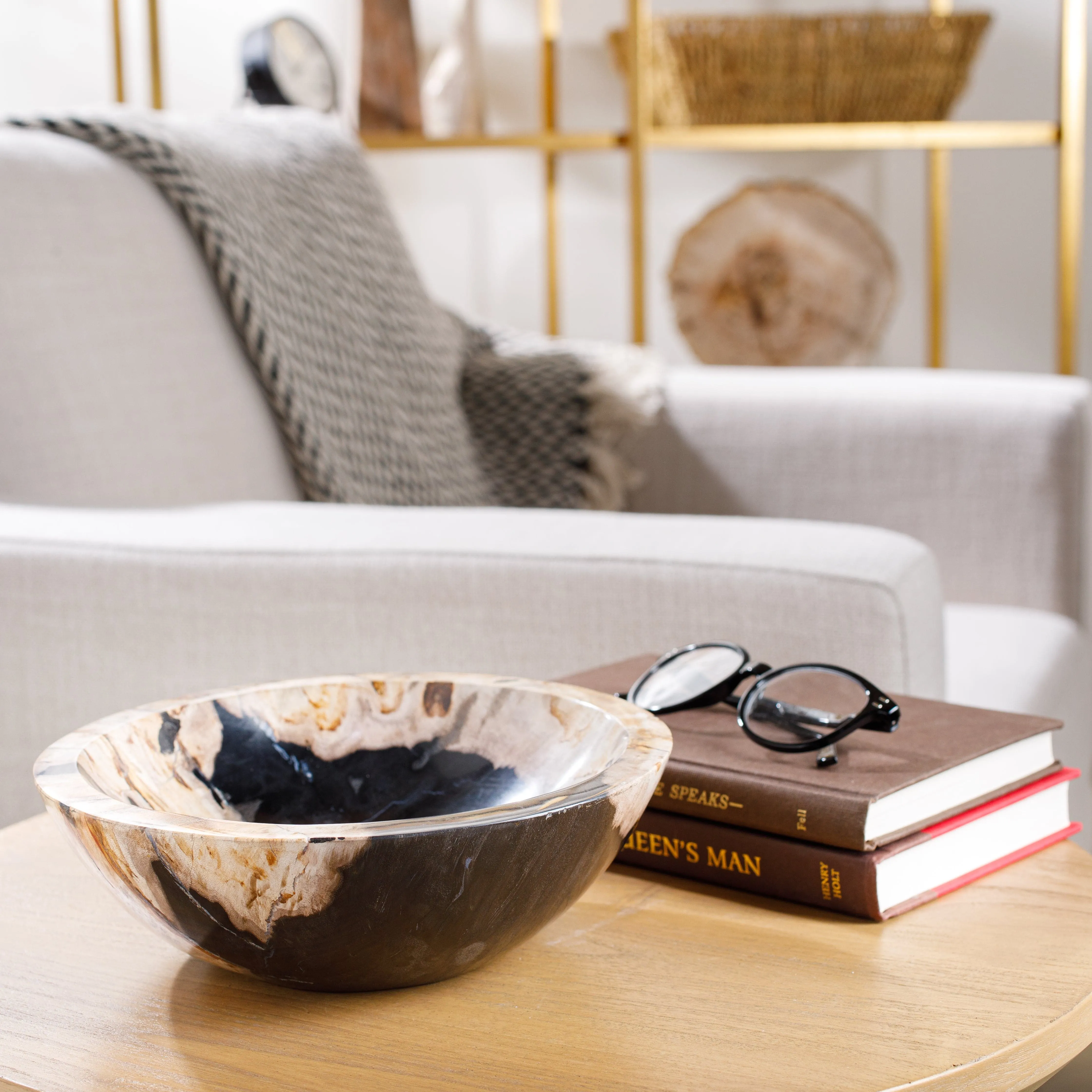 9 Black Small Petrified Wood Bowl