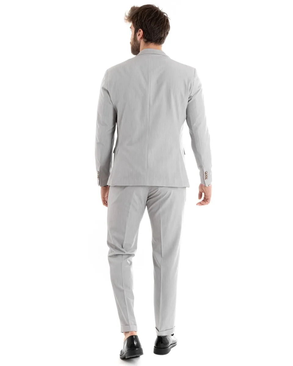 Abito Uomo Monopetto Vestito Viscosa Completo Giacca Pantaloni Grigio Elegante Cerimonia GIOSAL-OU2275A