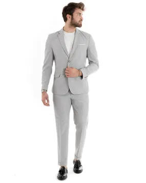 Abito Uomo Monopetto Vestito Viscosa Completo Giacca Pantaloni Grigio Elegante Cerimonia GIOSAL-OU2275A