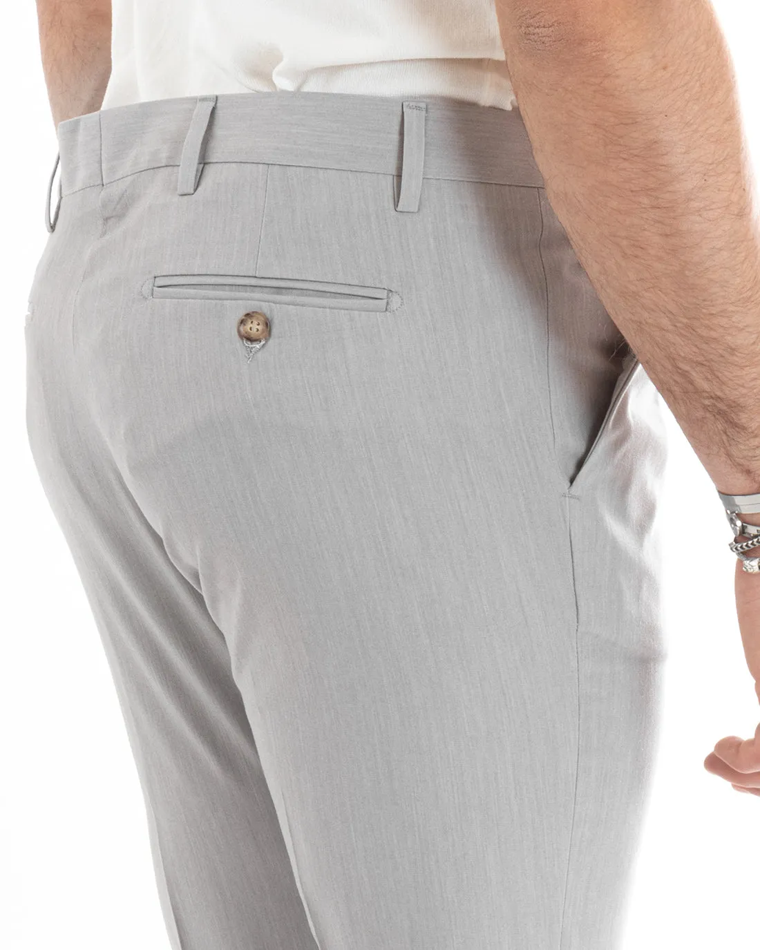 Abito Uomo Monopetto Vestito Viscosa Completo Giacca Pantaloni Grigio Elegante Cerimonia GIOSAL-OU2275A