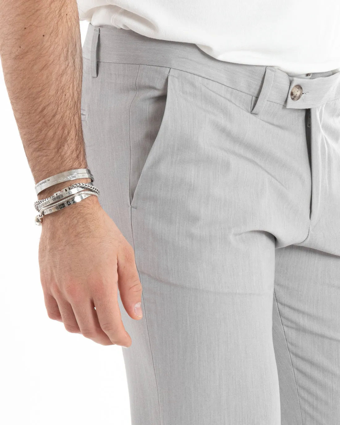 Abito Uomo Monopetto Vestito Viscosa Completo Giacca Pantaloni Grigio Elegante Cerimonia GIOSAL-OU2275A