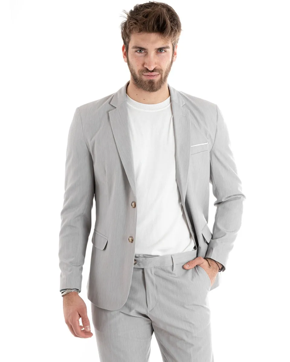 Abito Uomo Monopetto Vestito Viscosa Completo Giacca Pantaloni Grigio Elegante Cerimonia GIOSAL-OU2275A