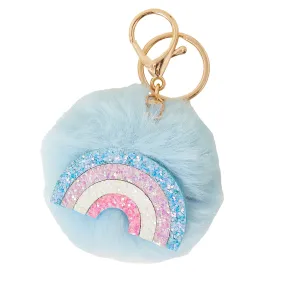 Accessorize London Faux Fur Pom-Pom Rainbow Keyring