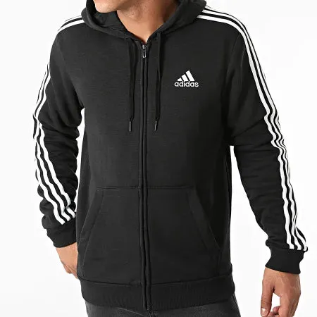 adidas Essentials Fleece FZ Hoodies - Black/White