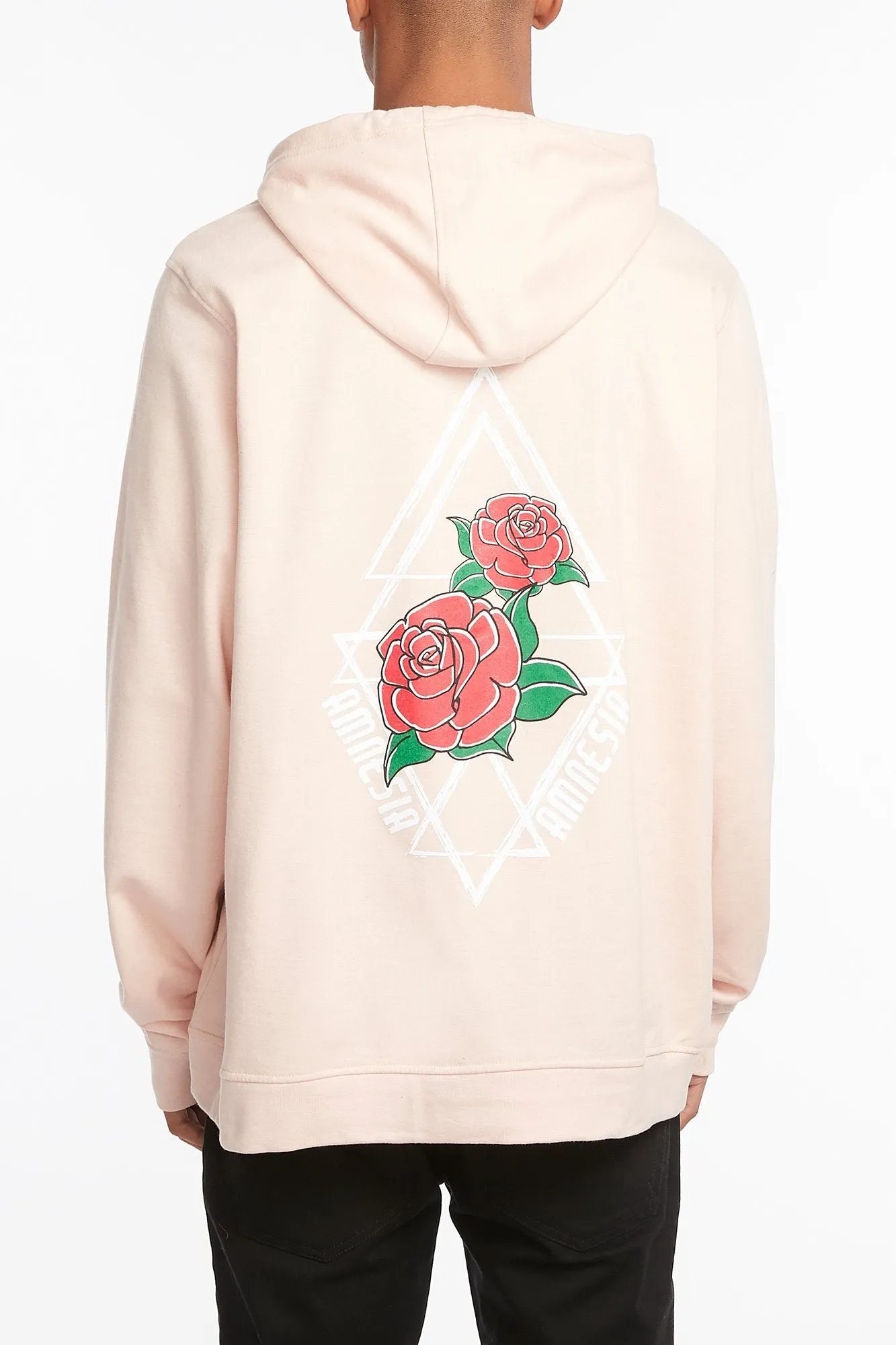 Amnesia Guys Roses Print Popover Hoodie