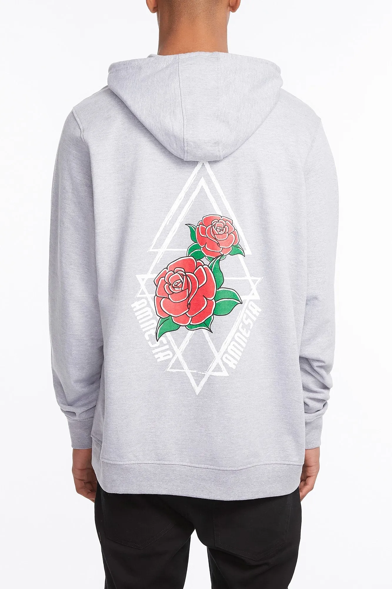 Amnesia Guys Roses Print Popover Hoodie