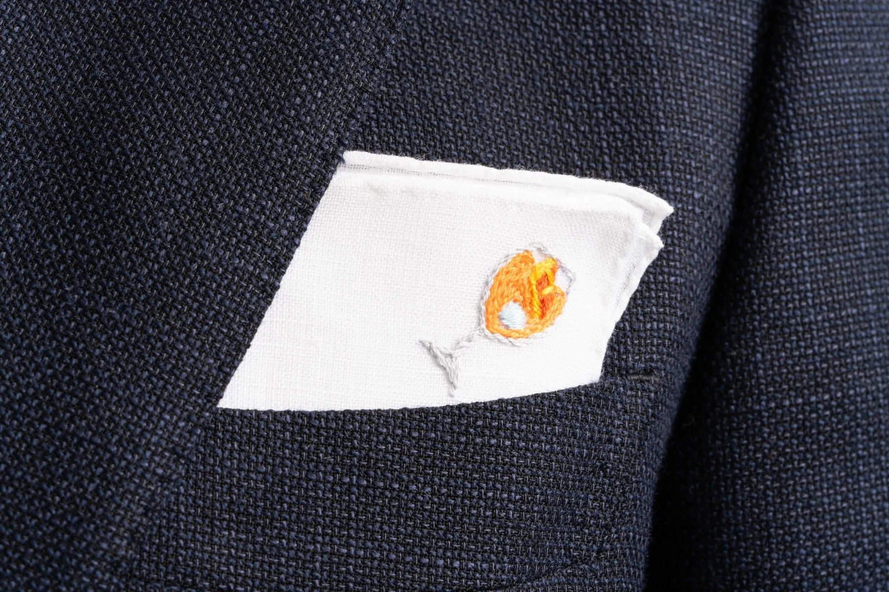 Aperol Spritz Cocktail Hand Embroidered Linen Pocket Square