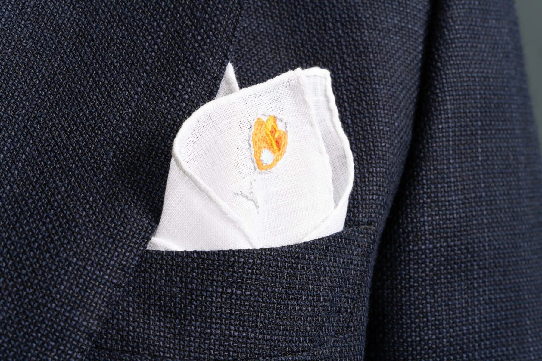 Aperol Spritz Cocktail Hand Embroidered Linen Pocket Square