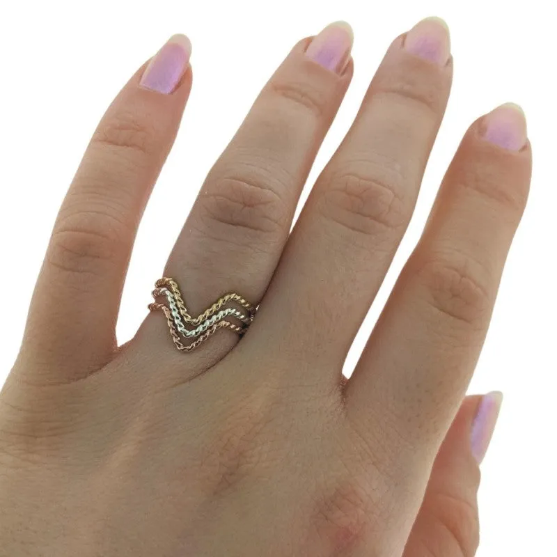 Bague chevron corde argent sterling