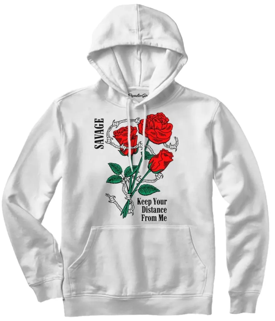 BARBED WIRE ROSE VERBAGE HOODIE