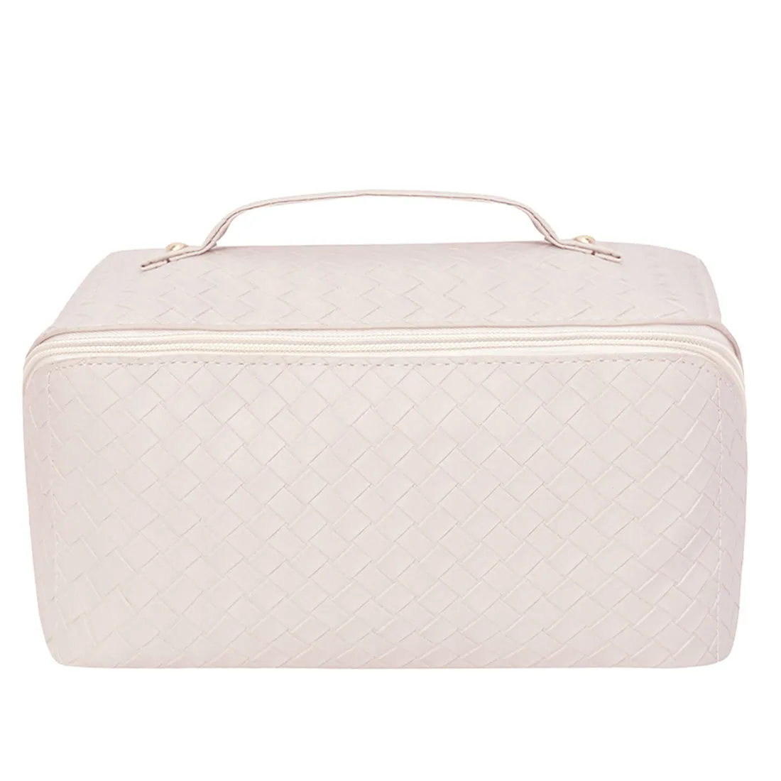 Basket Weave Cream NGIL Medium Faux Leather Travel Toiletry