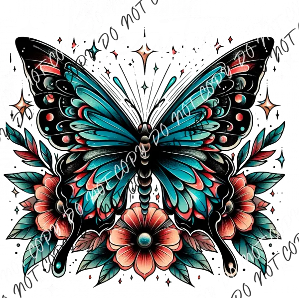 Beauty Butterfly Tattoo Style DTF Transfer