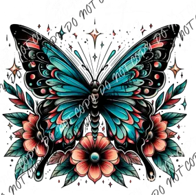 Beauty Butterfly Tattoo Style DTF Transfer