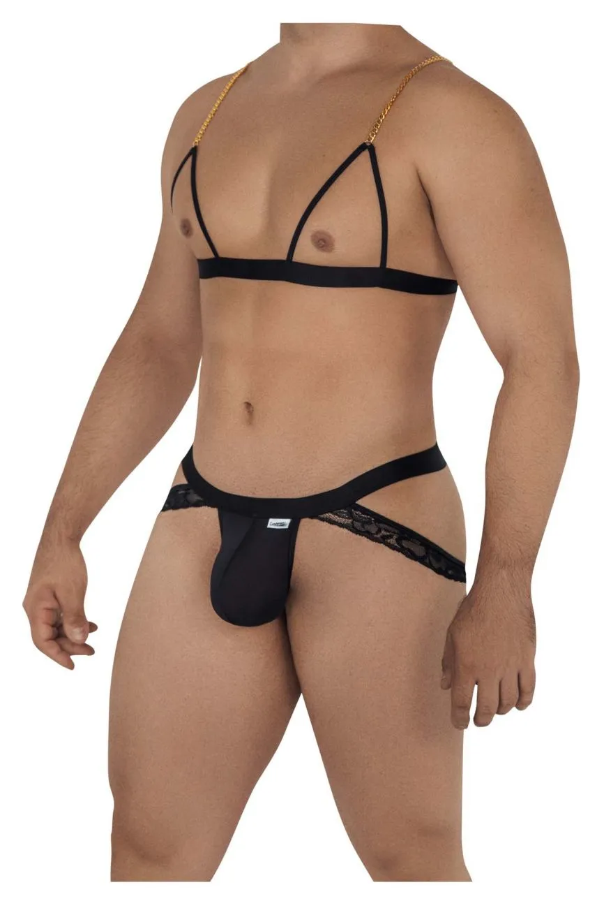 CandyMan 99582 Harness-Jockstrap Outfit Color Black