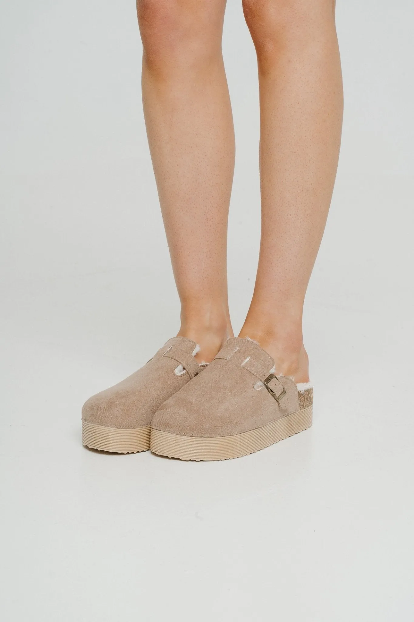 Cathy Faux Suede Mule In Neutral