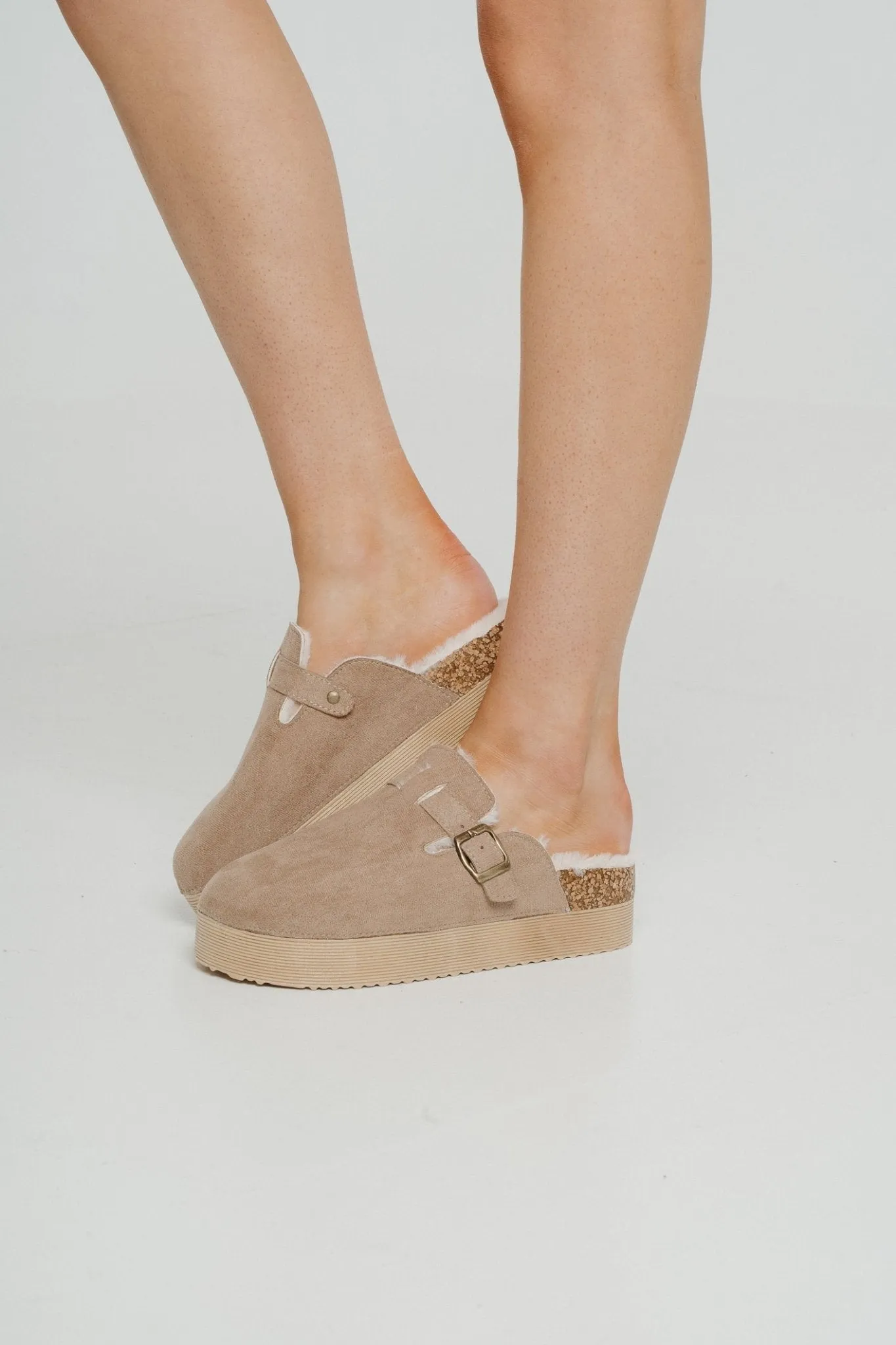 Cathy Faux Suede Mule In Neutral