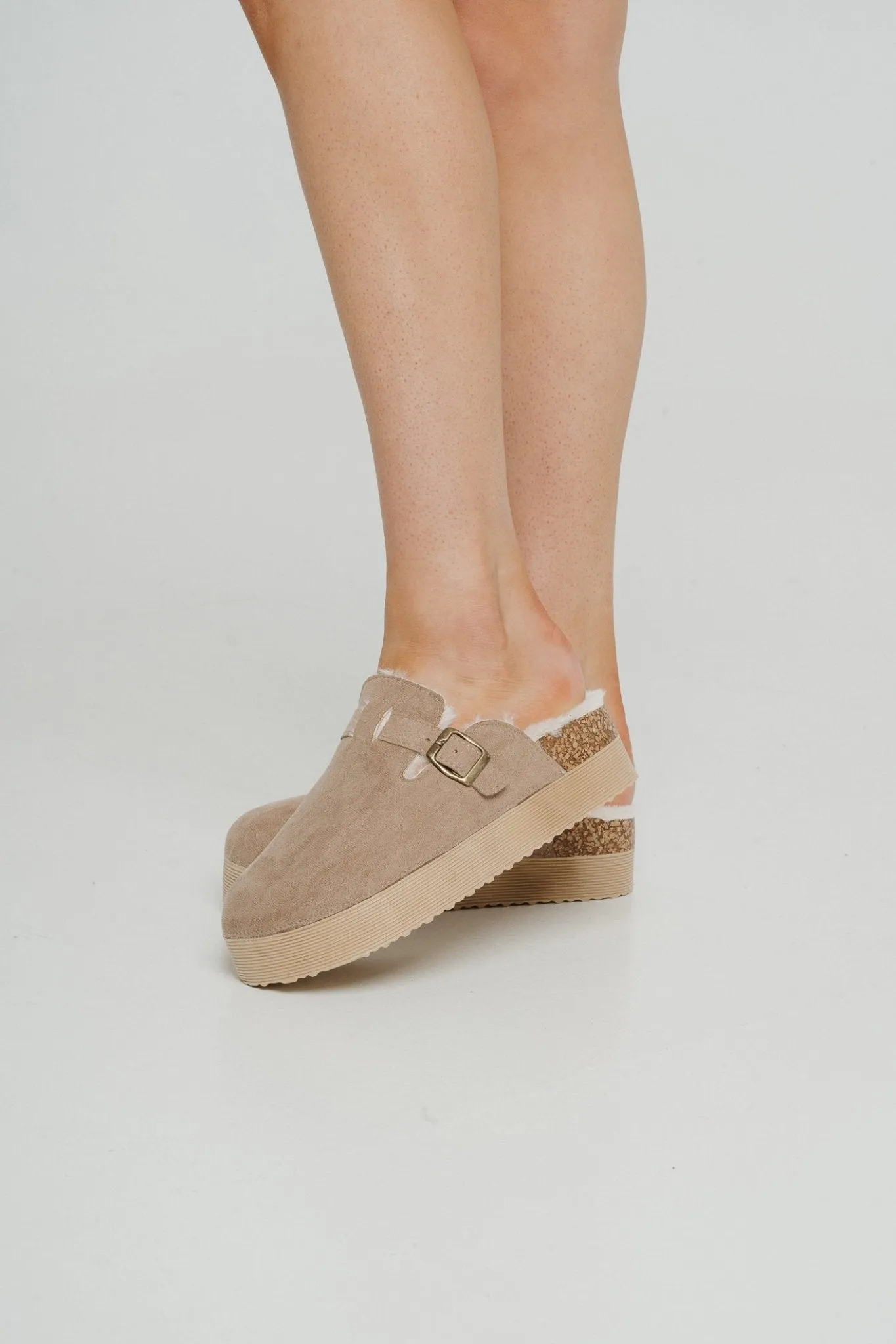 Cathy Faux Suede Mule In Neutral