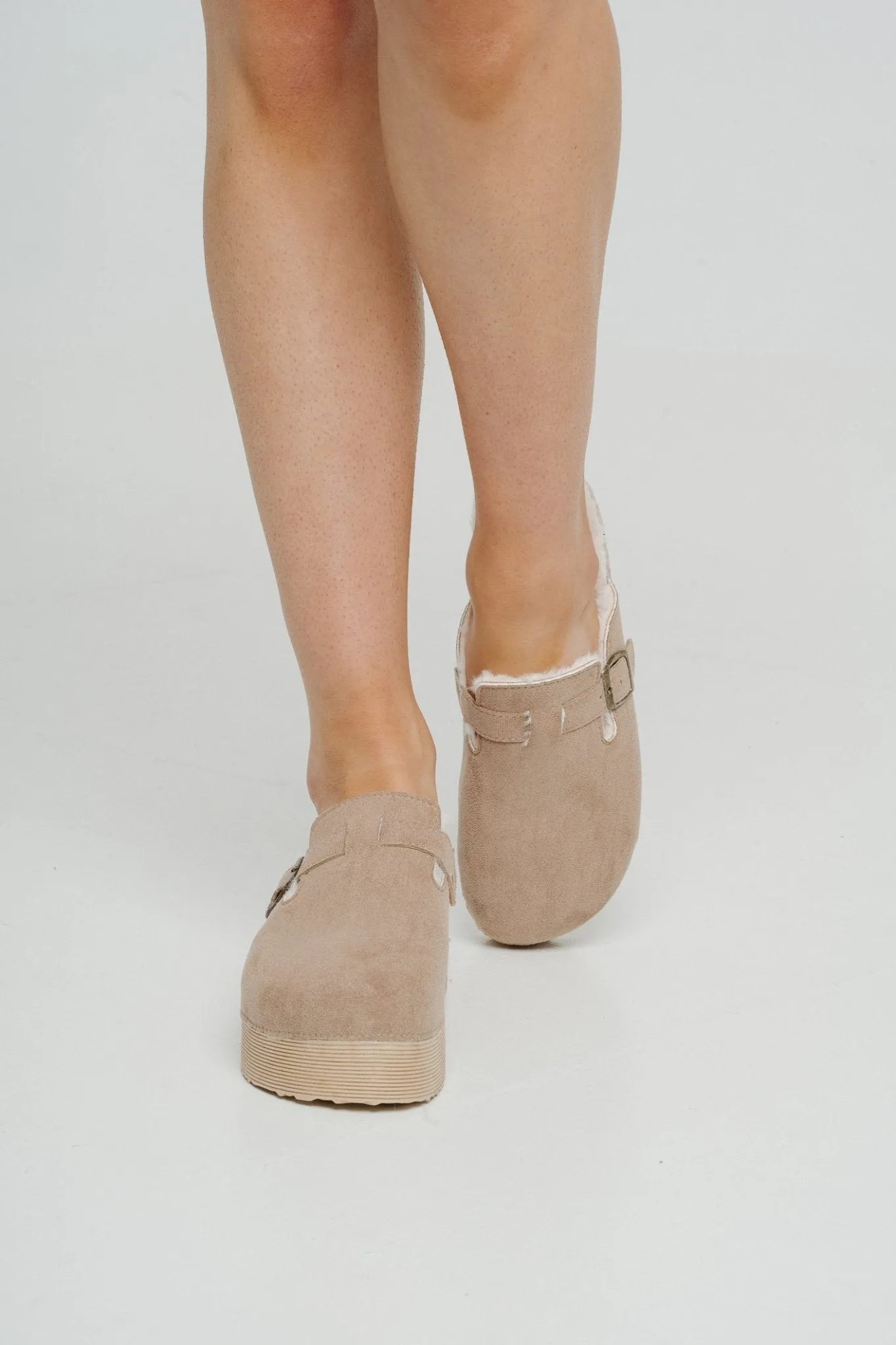 Cathy Faux Suede Mule In Neutral