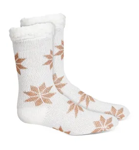 Charter Club Women's Snowflake Faux-Sherpa Slipper Socks, White, S/M