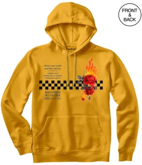 CHECKERED FLAME ROSE HOODIE