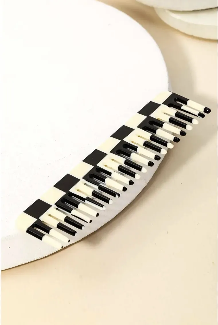 Checkered Rectangle Acetate Hair Comb