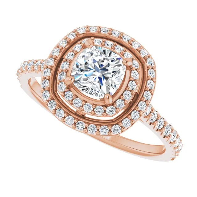 Cushion Double Halo-Style Engagement Ring