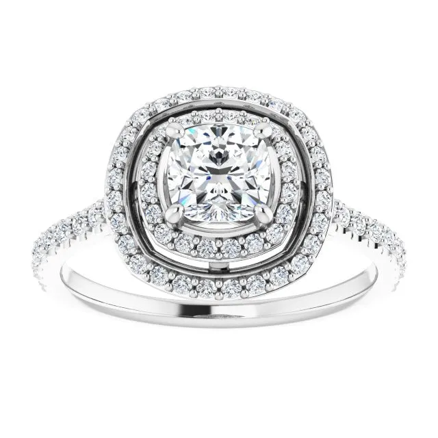 Cushion Double Halo-Style Engagement Ring