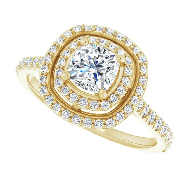 Cushion Double Halo-Style Engagement Ring