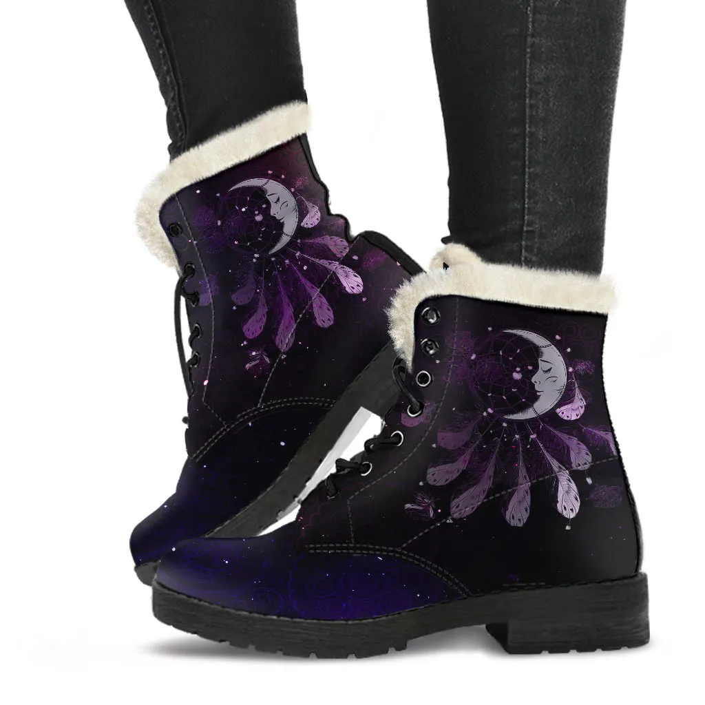 Dream Catcher Moon Faux Fur Boots