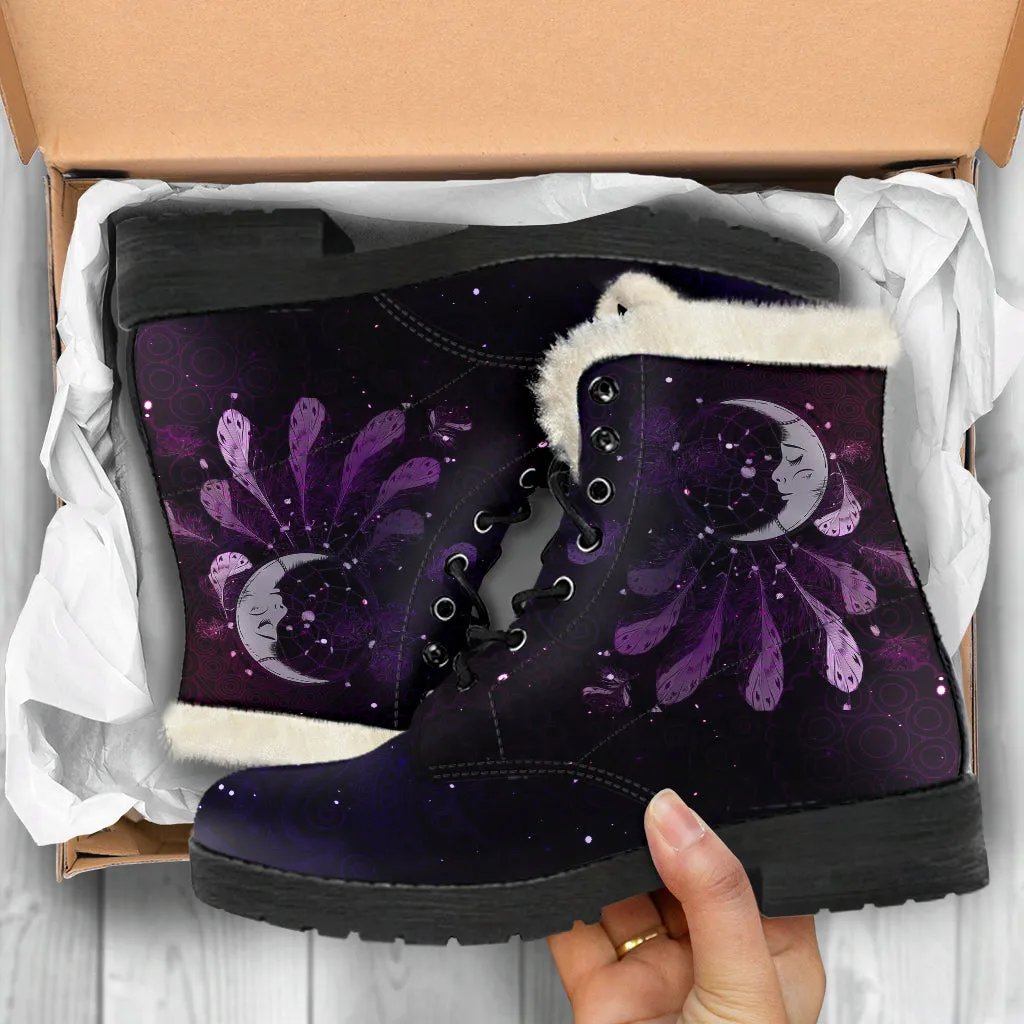 Dream Catcher Moon Faux Fur Boots