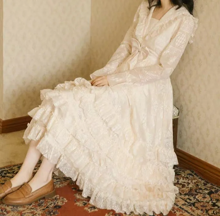 Edwardian Style Lace Ruffle Dress