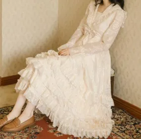 Edwardian Style Lace Ruffle Dress