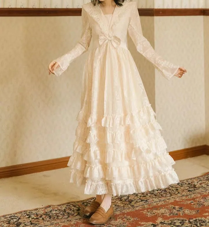 Edwardian Style Lace Ruffle Dress