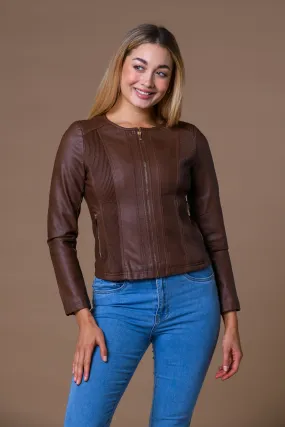 Faux Leather Panel Jacket