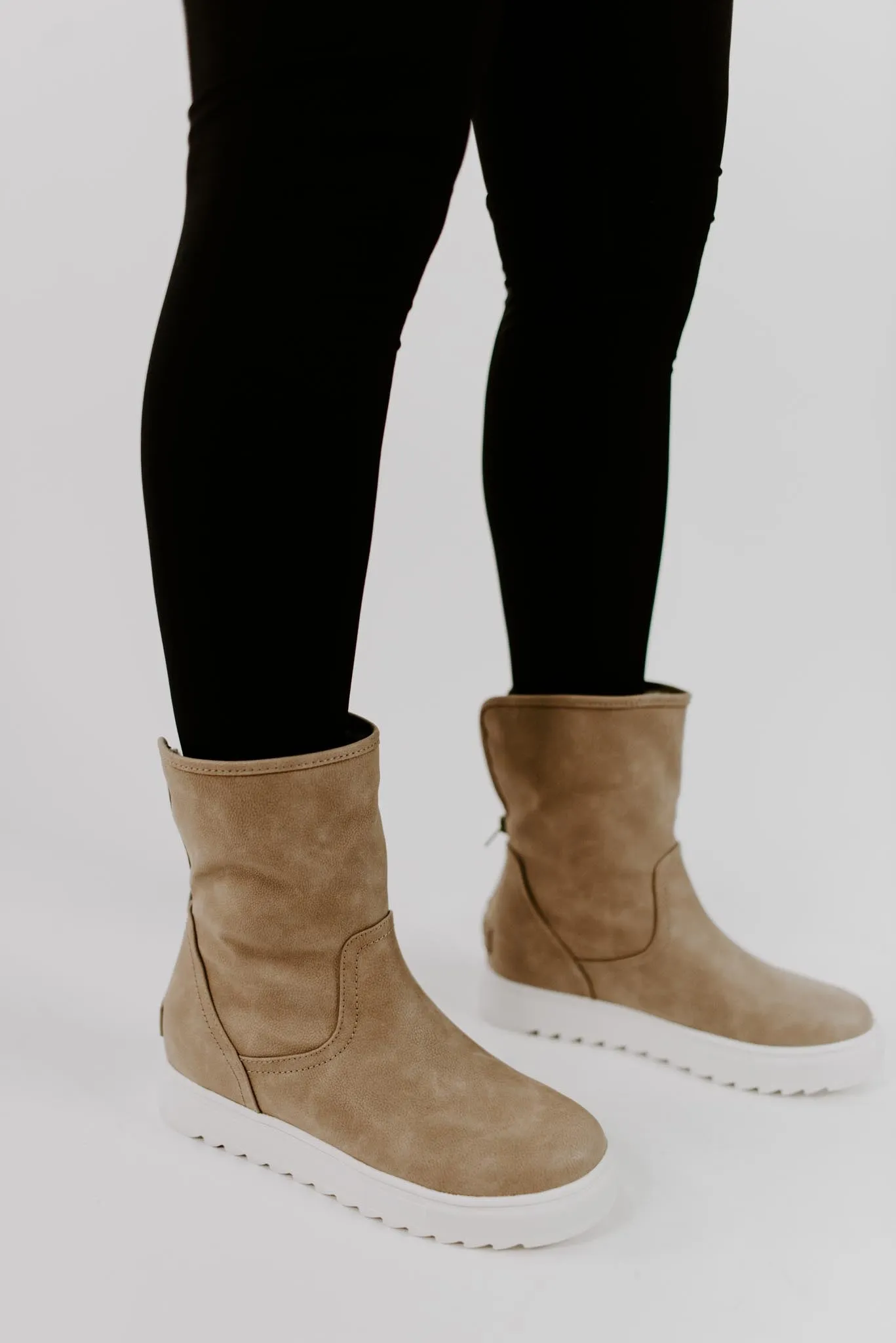 Faux Sherpa Sneaker Boot in Sand