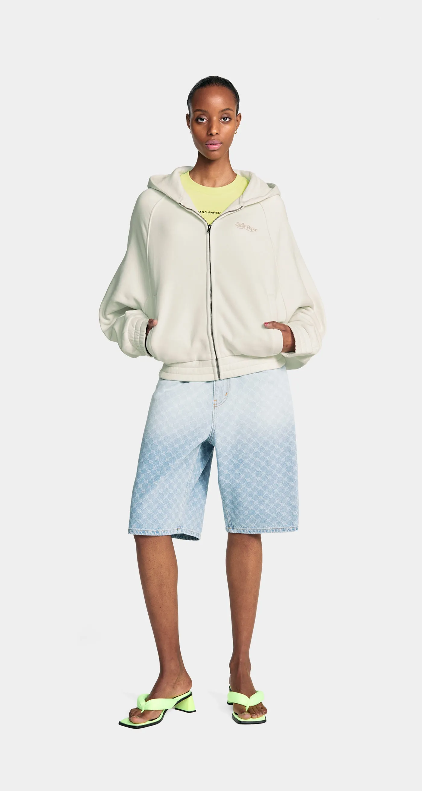 Frost White Njeri Oversized Zipper Hoodie