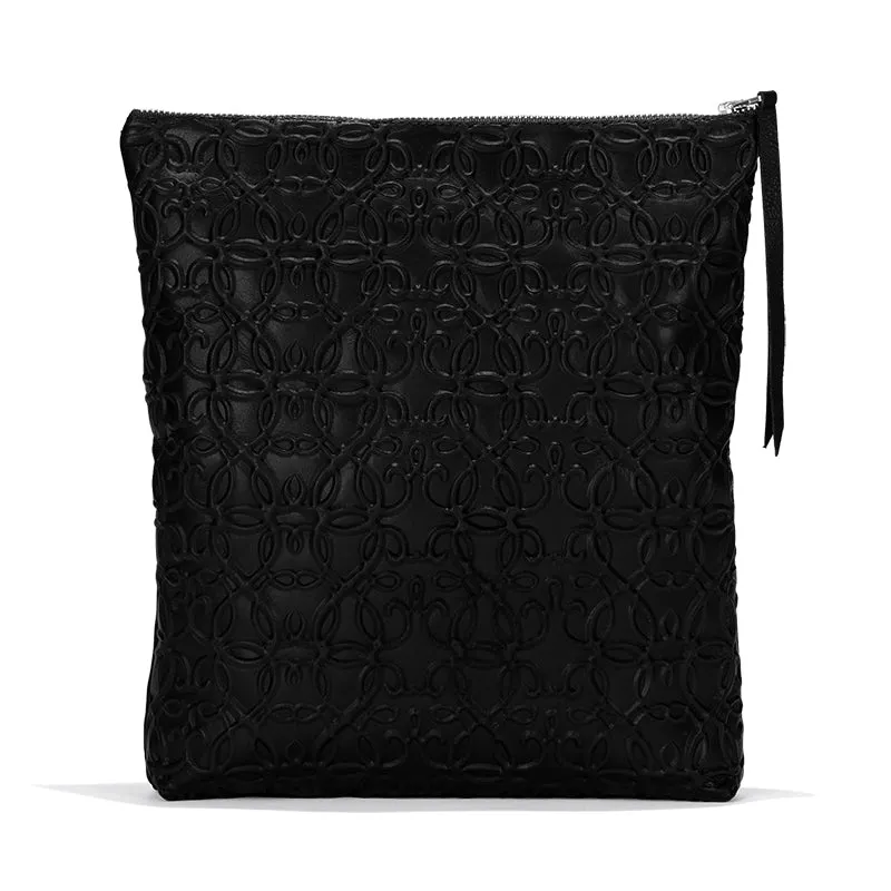 Gabriel Leather Fold Over Clutch, Black