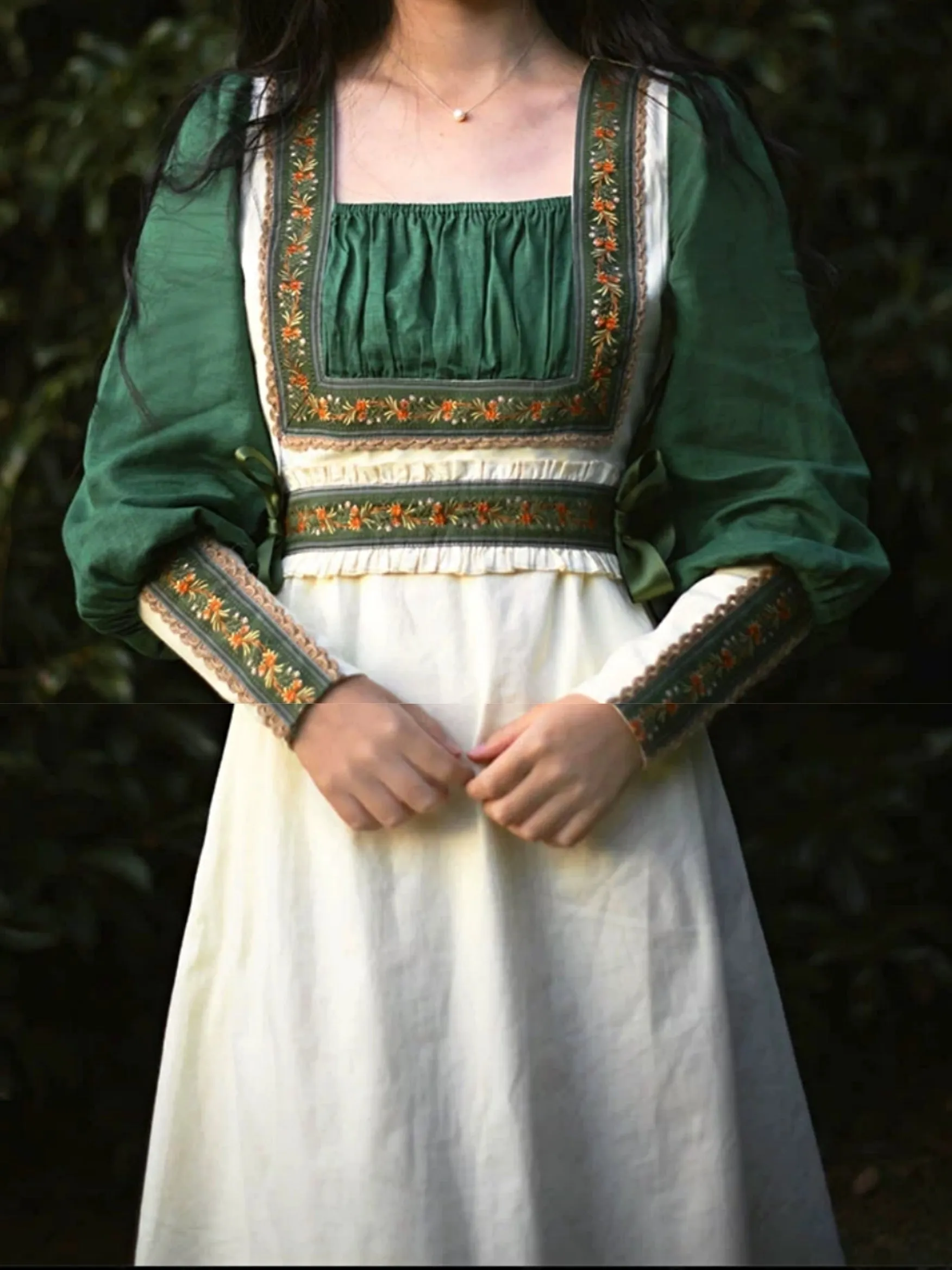 Gunne Sax Style Emerald Green Dress