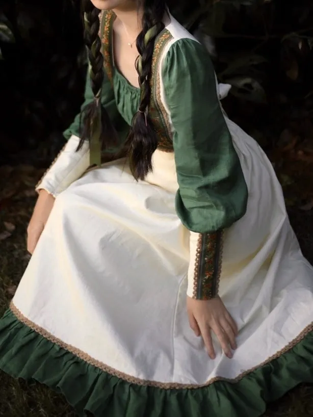 Gunne Sax Style Emerald Green Dress