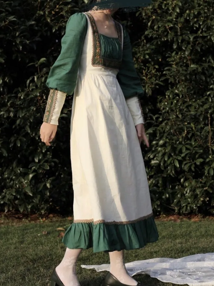 Gunne Sax Style Emerald Green Dress