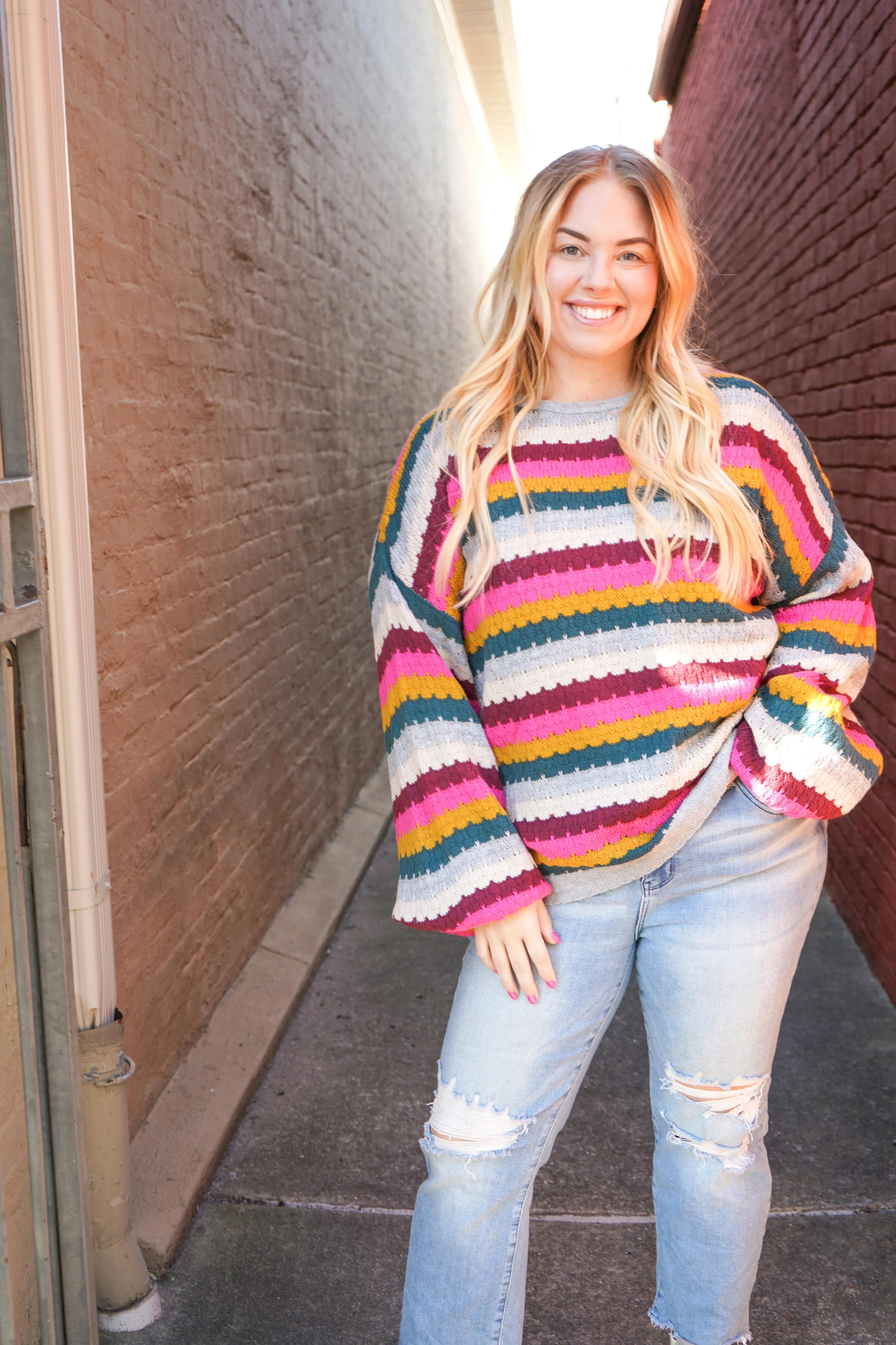 Heartfelt Striped Knit Sweater