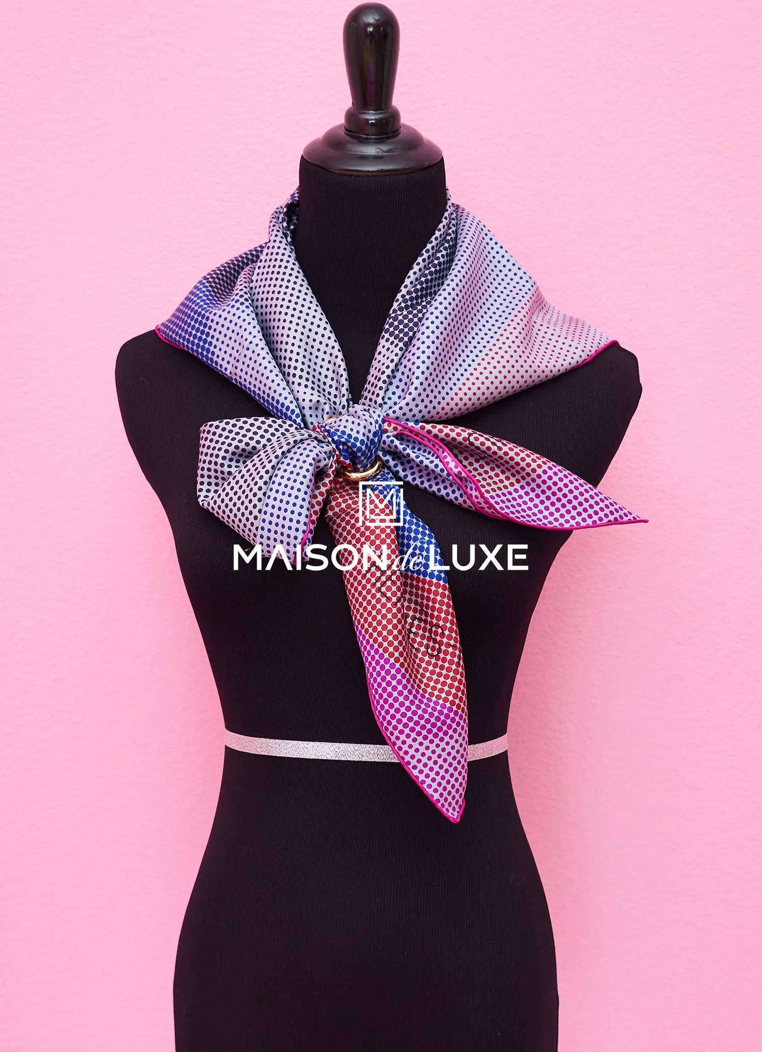 Hermes "Le saut H" Purple Twill Silk 90 cm Scarf