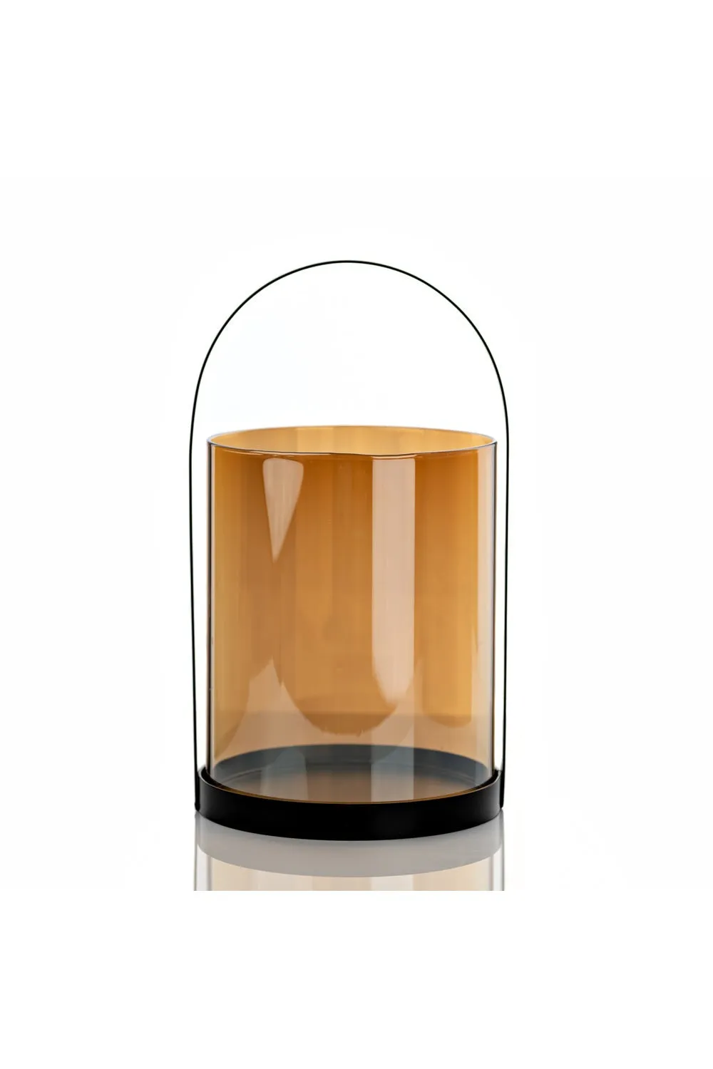 Hestia Metal & Amber Glass Lantern 28cm