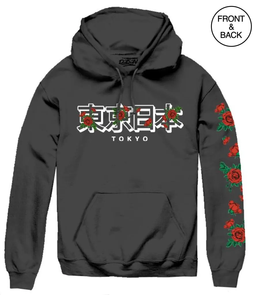 KANJI ROSE OVERLAY HOODIE